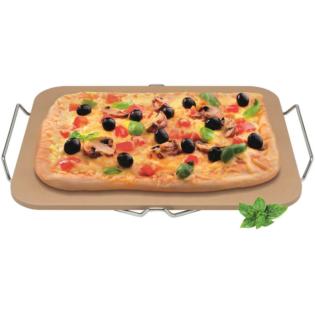 Rectangular Pizza Stone with Rack - 38 x 30cm Sheldon and Hammond