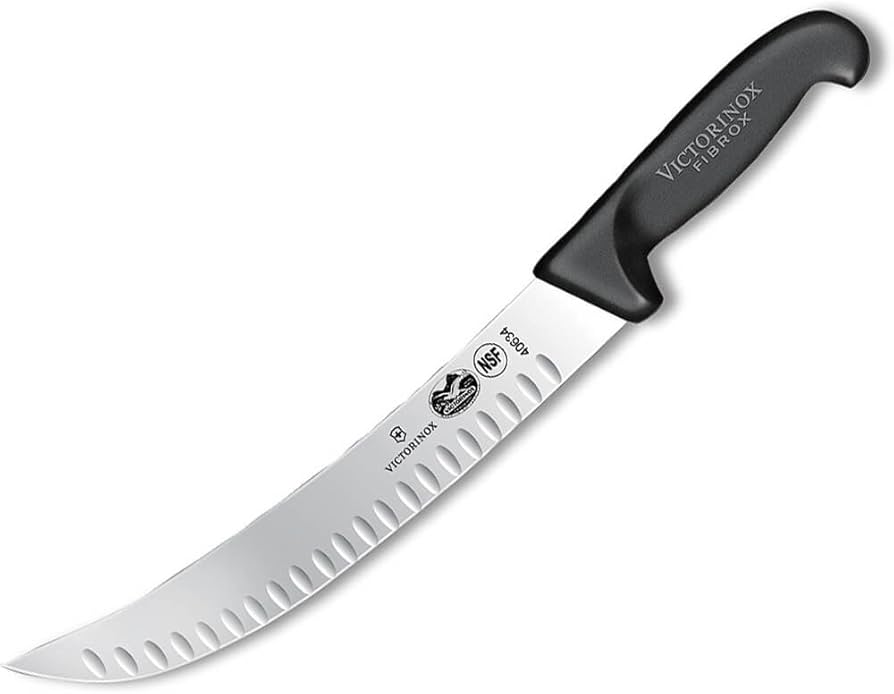 Cimeter Knife, Curved Fluted 25cm - Black Sheldon and Hammond