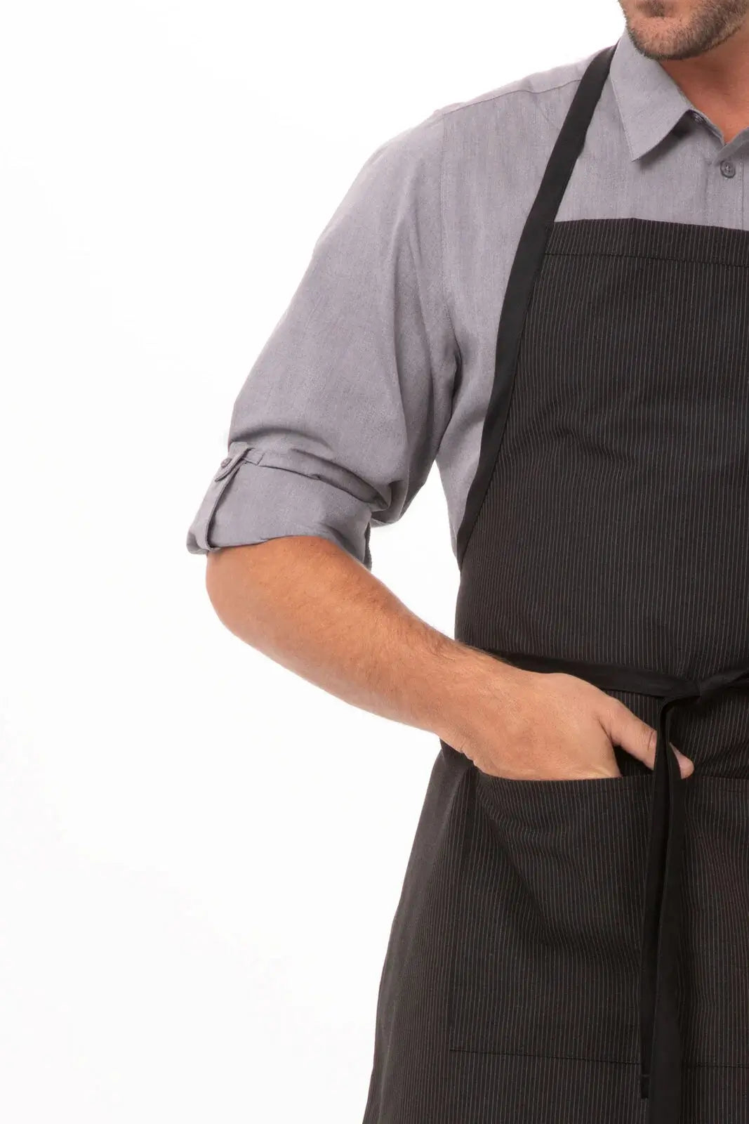 Bib Apron with Contrasting Ties Bib Chef Works