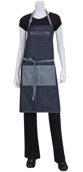 Manhattan Indigio Blue Denim Bib Apron Chef Works