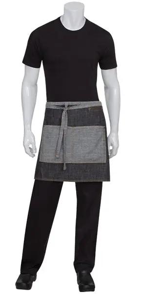 Manhattan Black/Grey Denim Half Apron Chef Works