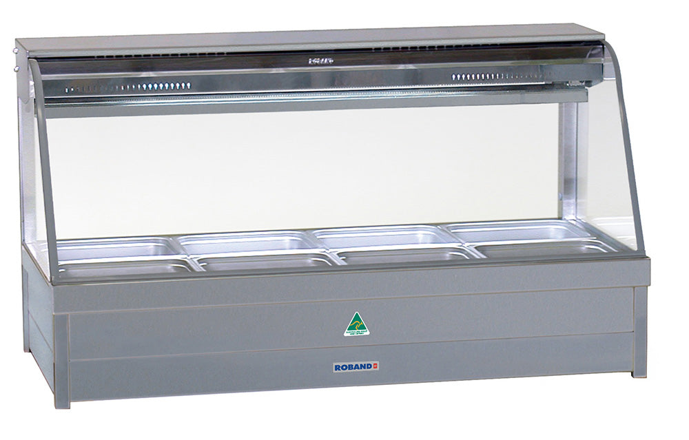 Roband Curved Glass Refrigerated Display Bar - Piped and Foamed only (no motor), 8 pans - CFX24RD Roband