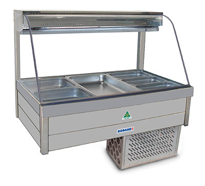 Roband Curved Glass Refrigerated Display Bar, 6 pans
