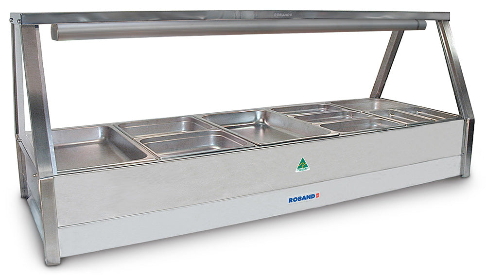 Roband Straight Glass Hot Food Display Bar, 10 pans double row - E25