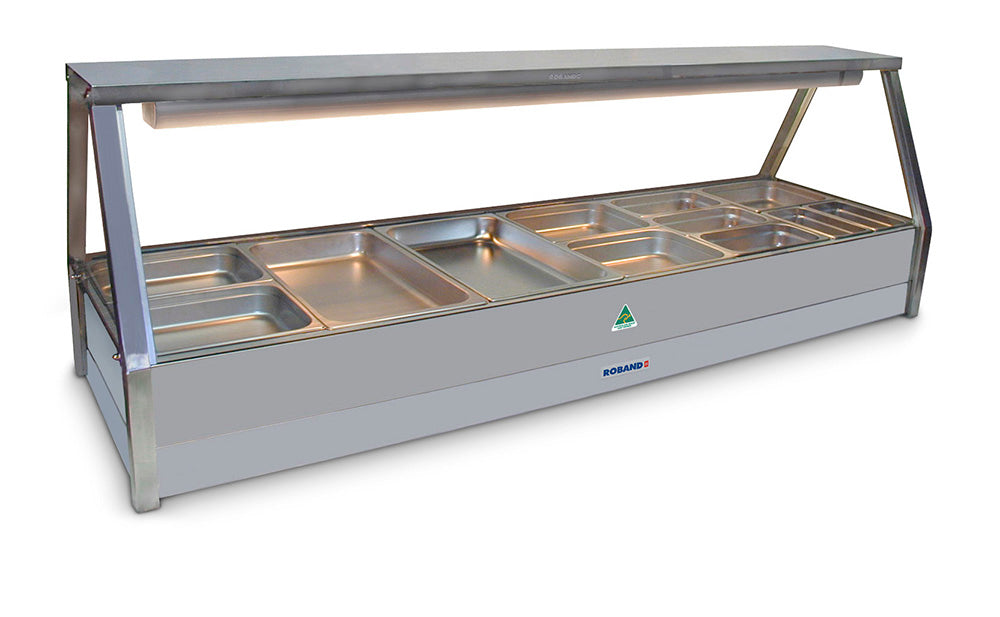 Roband Straight Glass Hot Food Display Bar, 12 pans double row - E26 Roband