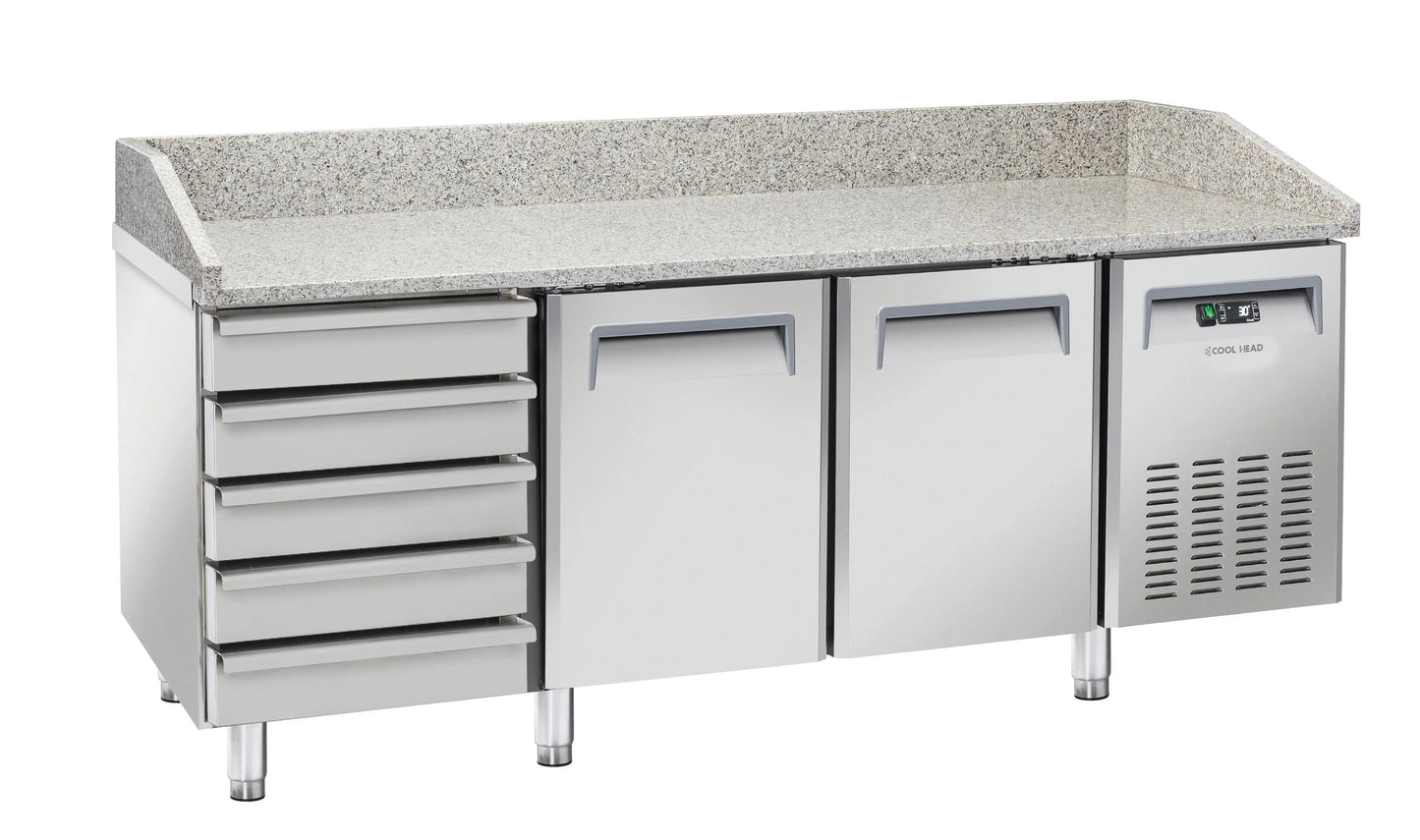 Saltas Marble Top Pizza Fridge with Ambient Drawers - MPB0026 I.C.E