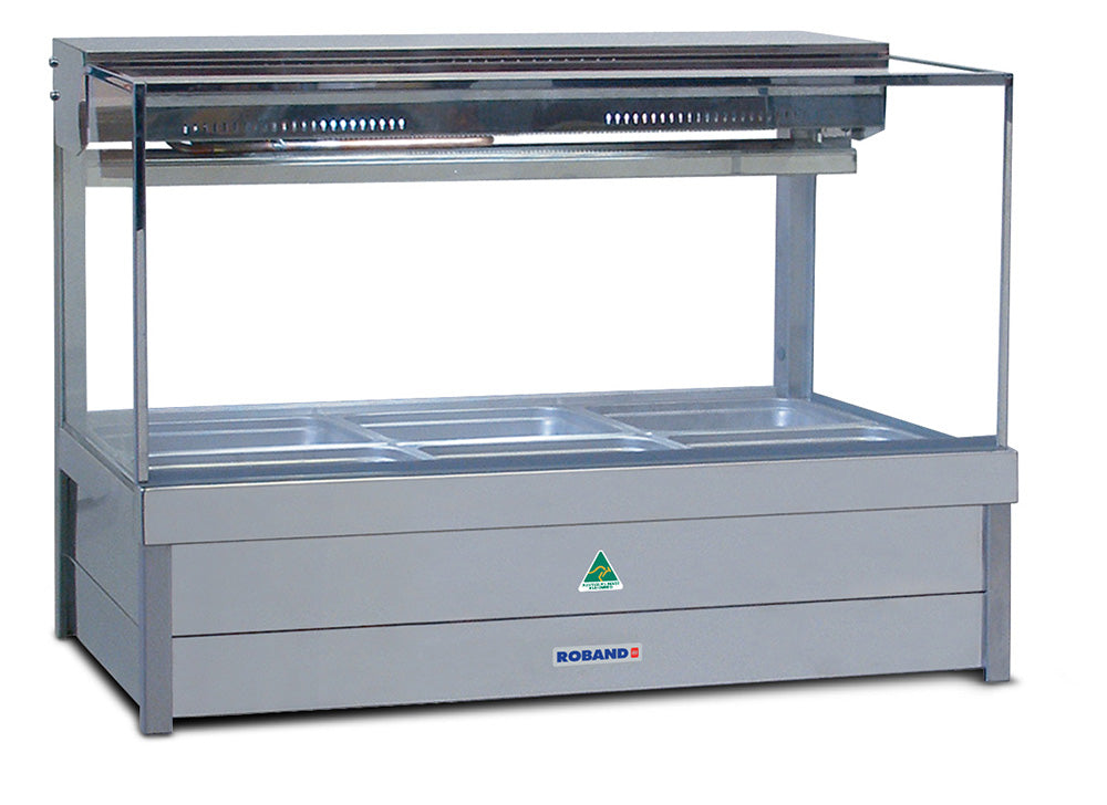 Roband Square Glass Refrigerated Display Bar - Piped and Foamed only (no motor), 6 pans - SFX23RD Roband