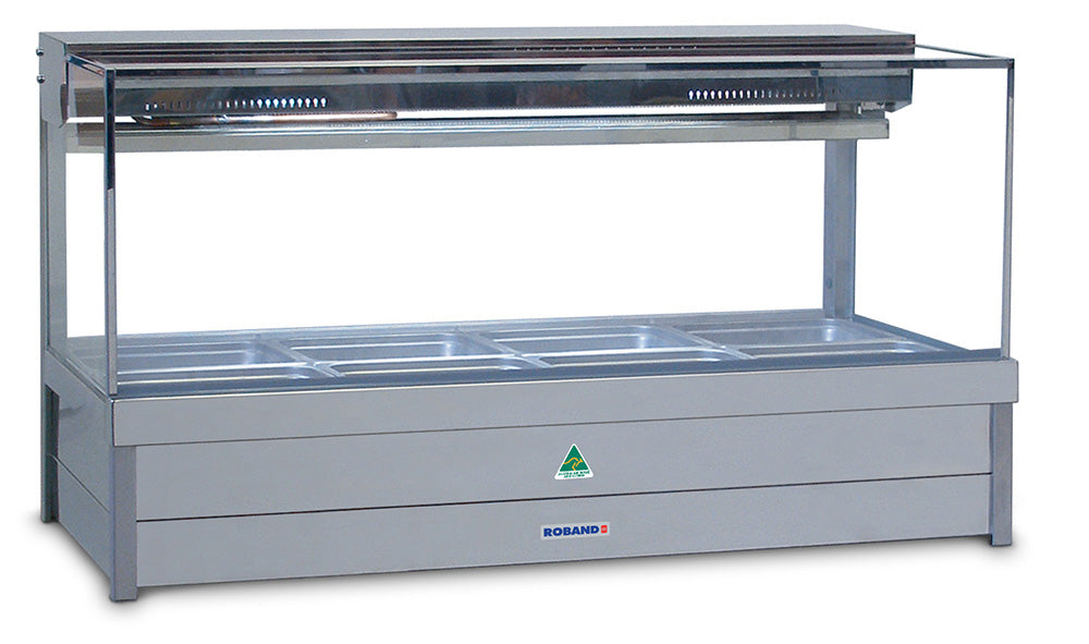 Roband Square Glass Refrigerated Display Bar - Piped and Foamed only (no motor), 8 pans - SFX24RD Roband