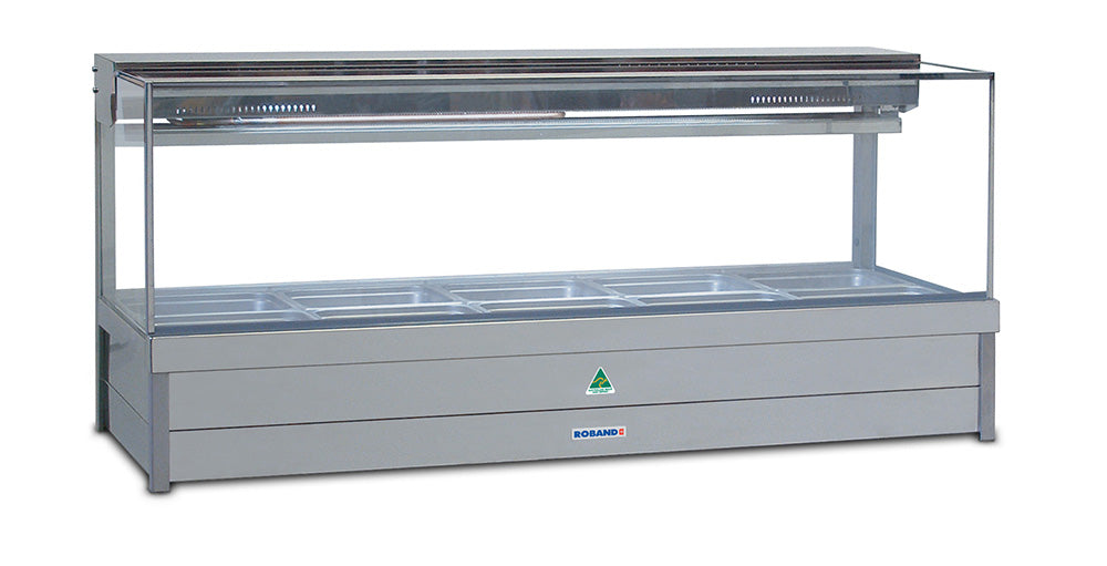 Roband Square Glass Refrigerated Display Bar - Piped and Foamed only (no motor), 10 pans - SFX25RD Roband