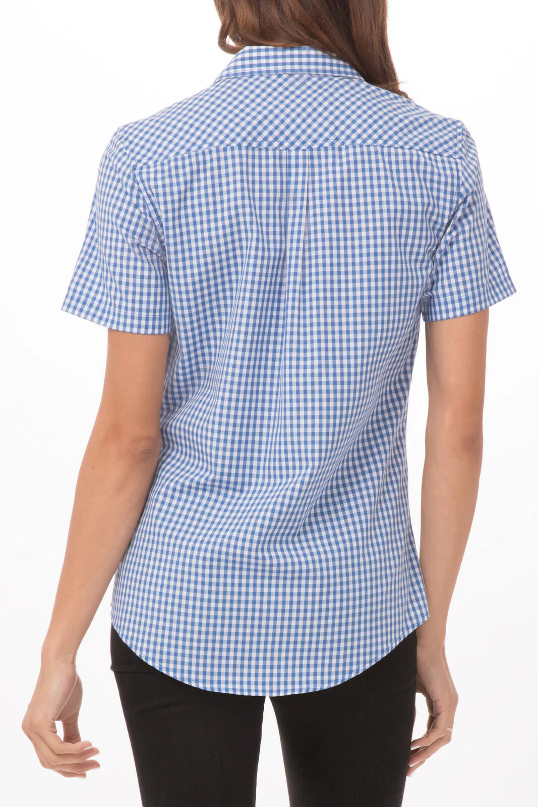 Modern Gingham Women's Short Sleeve Dress Shirt