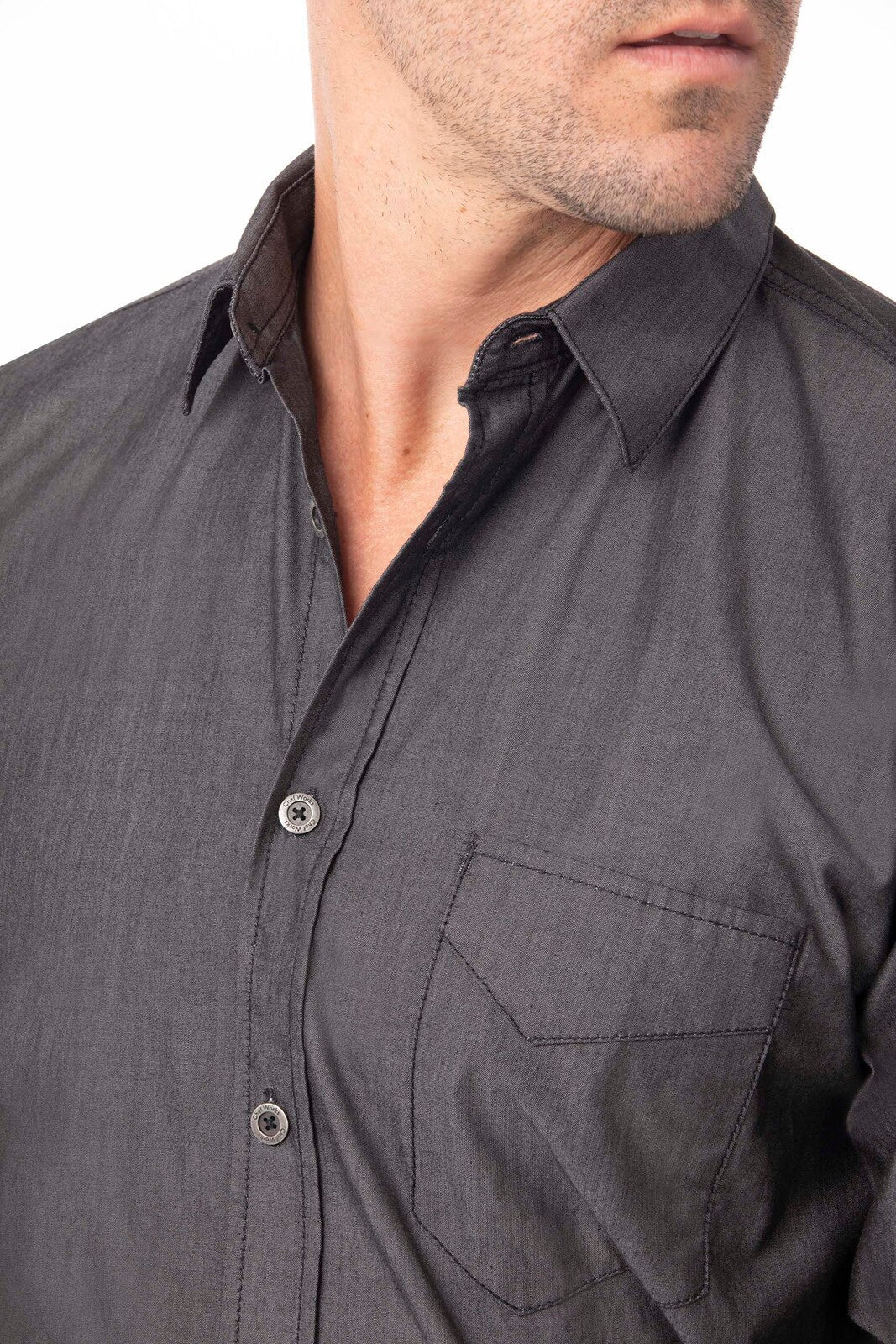 Detroit Men's Long Sleeve Denim Shirt