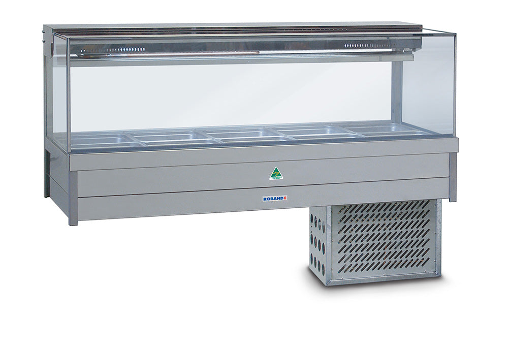 Roband Square Glass Refrigerated Display Bar, 10 pans - SRX25RD Roband