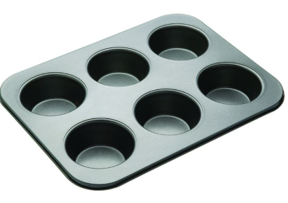 MasterPro Non-Stick 6 Cup American Muffin Pan Black 35.5x27x4cm Isalbi