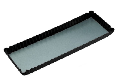 MasterPro Non-Stick Loose Base Fluted Rectangular Flan/Quiche Tin Black 36x13x3cm