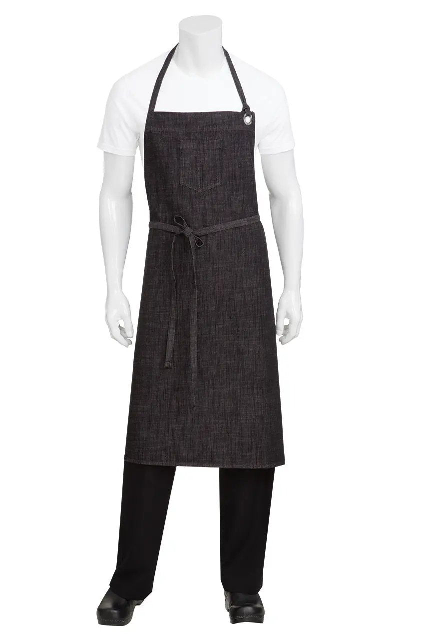 Corvallis Black Large Bib Apron Chef Works