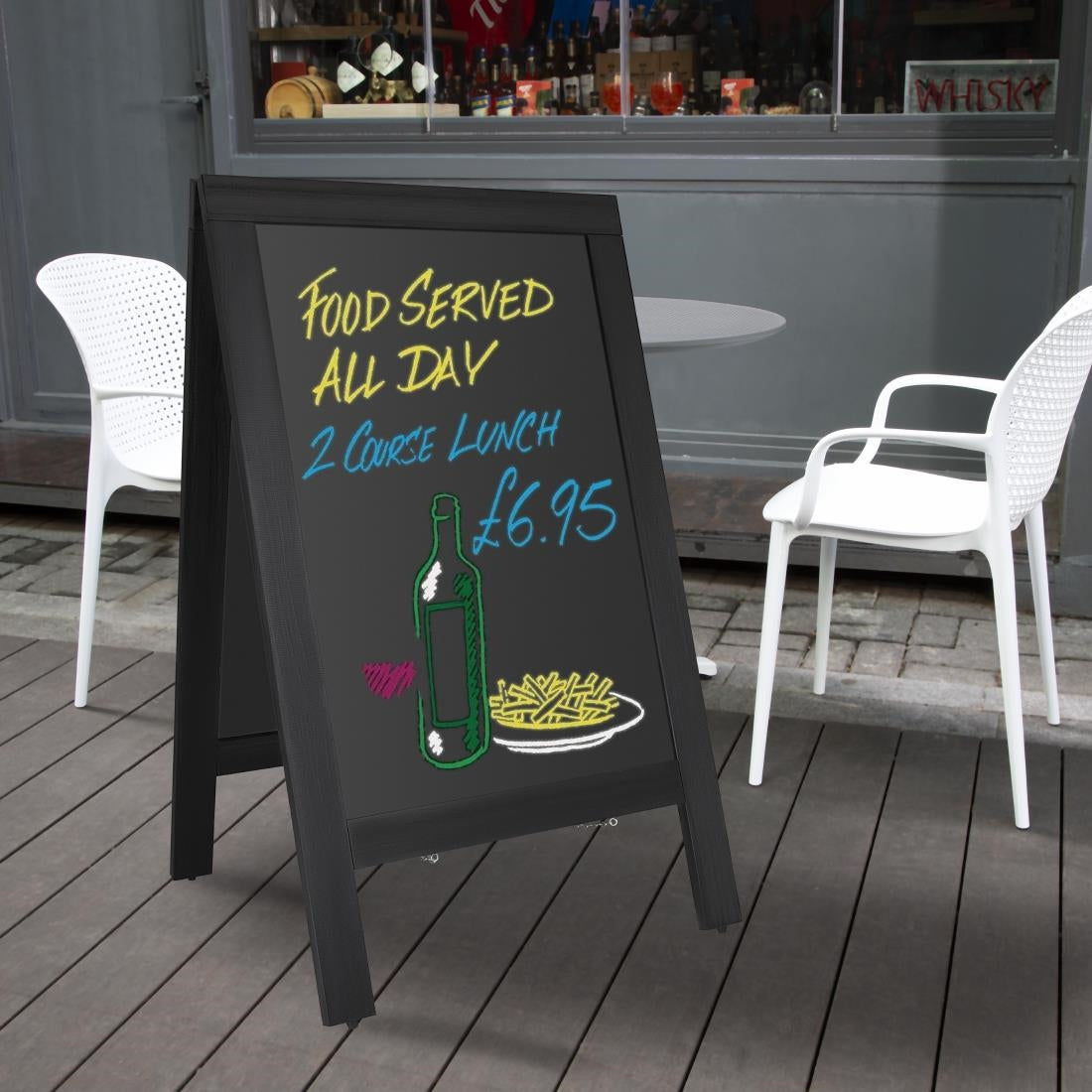 Olympia Pavement Board Black Wooden Frame - 700x1200mm
