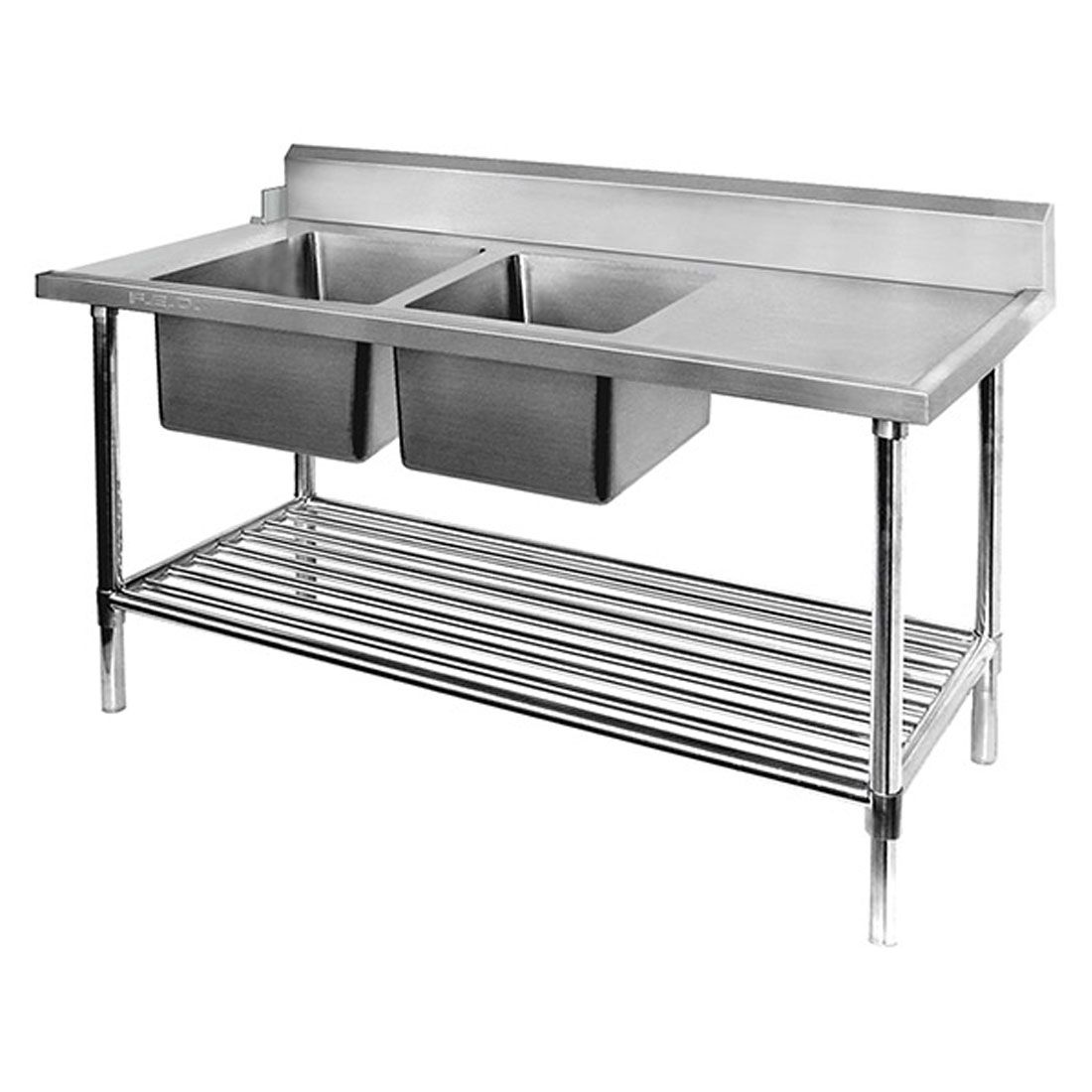 Left Inlet Double Sink Dishwasher Bench - DSBD7-1500L/A FED