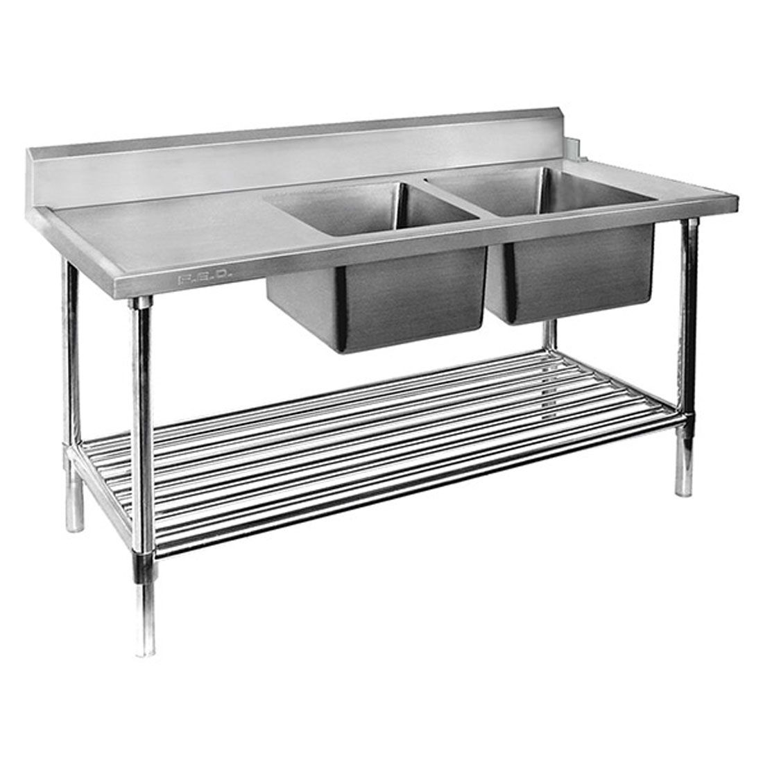 Right Inlet Double Sink Dishwasher Bench - DSBD7-1500R/A FED