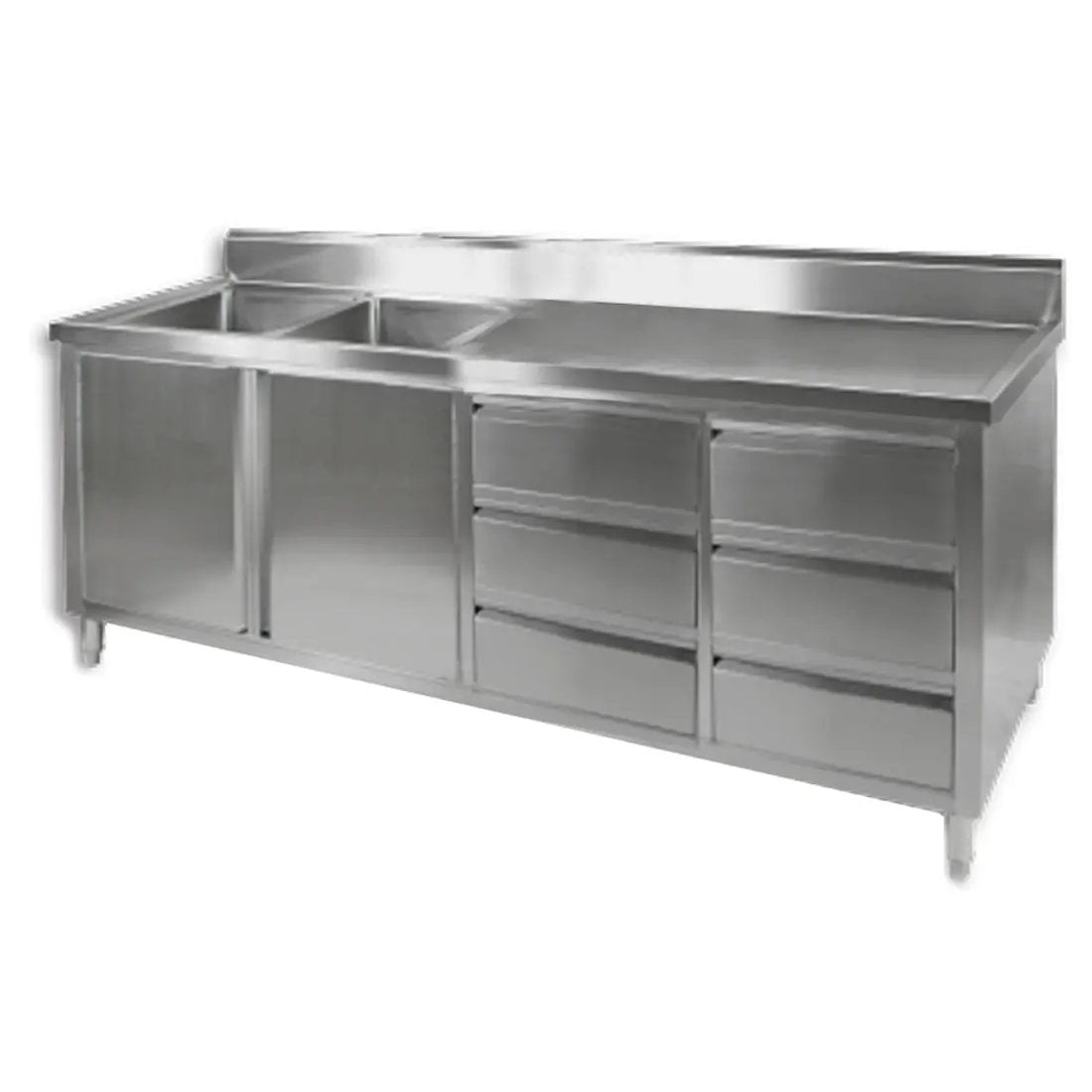 DSC-2100L-H KITCHEN TIDY CABINET WITH DOUBLE LEFT SINKS FED