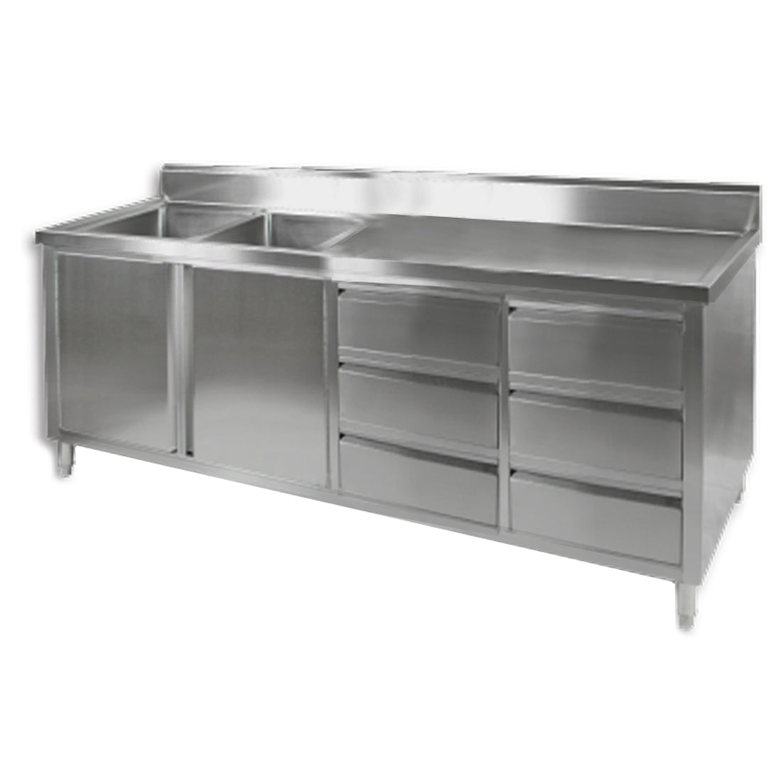 DSC-2400L-H KITCHEN TIDY CABINET WITH DOUBLE LEFT SINKS FED