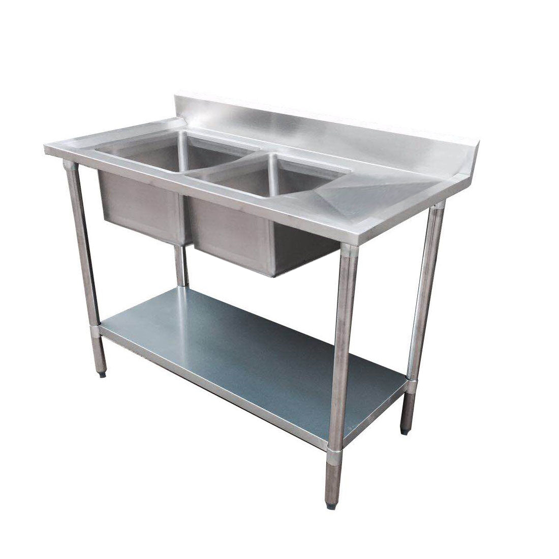 Modular Systems 304 Grade SS Double Sink Bench with two sinks 1800-6-DSBL