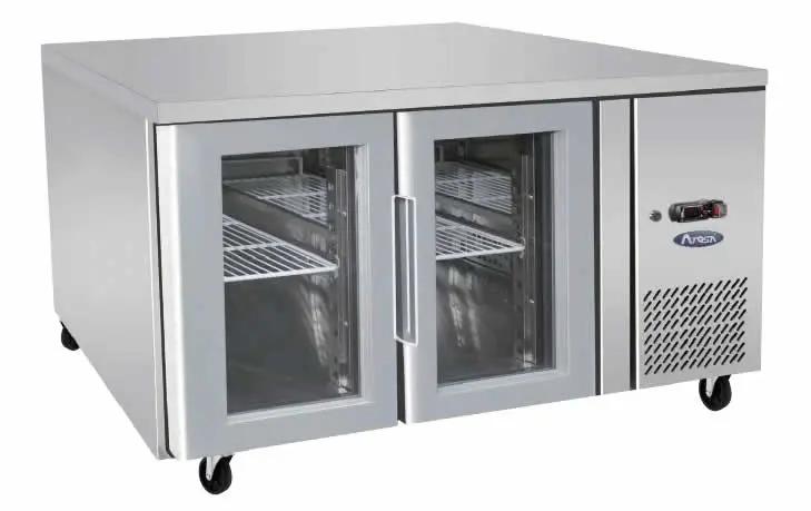 Product image of Atosa EPF3721 Glass 2 Door Cooling Fridge Table 1360 mm