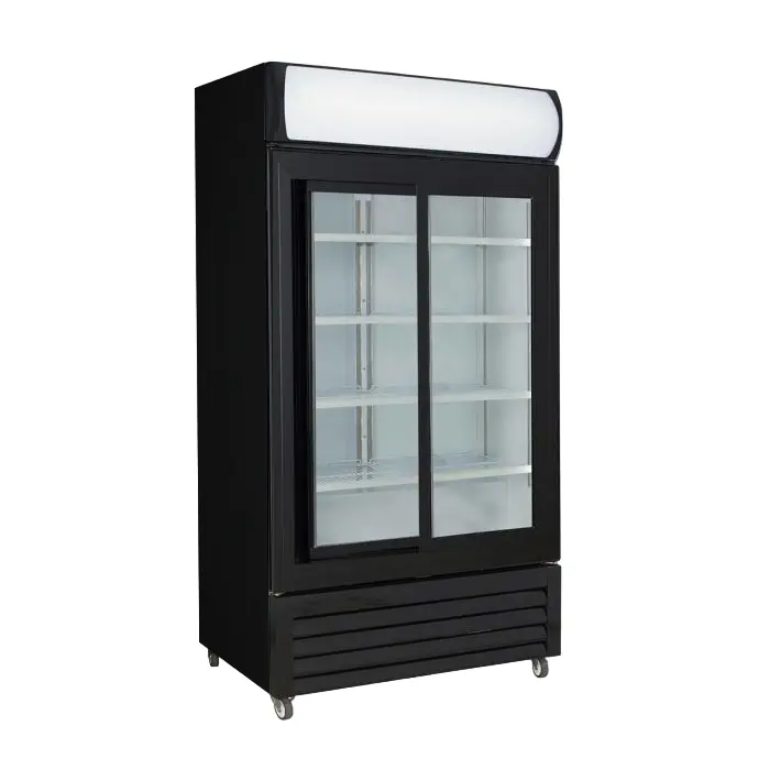 Thermaster Two Sliding Glass Door Colourbond Upright Drink Fridge Black LG-1000SDBP FED