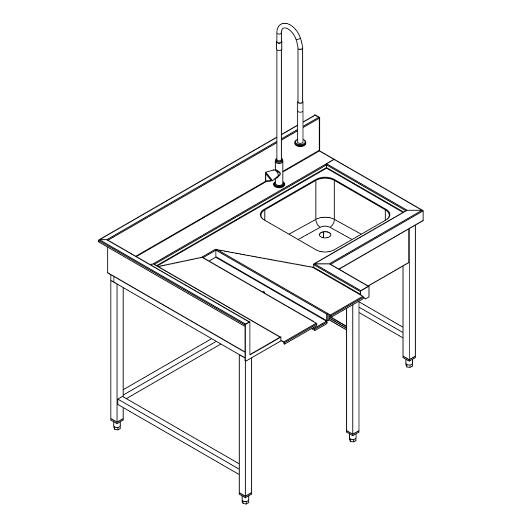 Pre-Rinsing Sink Bench w/ Introductor of Baskets MCFD-1000D