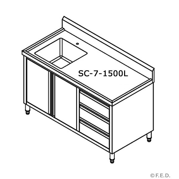 SC-7-1500L-H CABINET WITH LEFT SINK FED