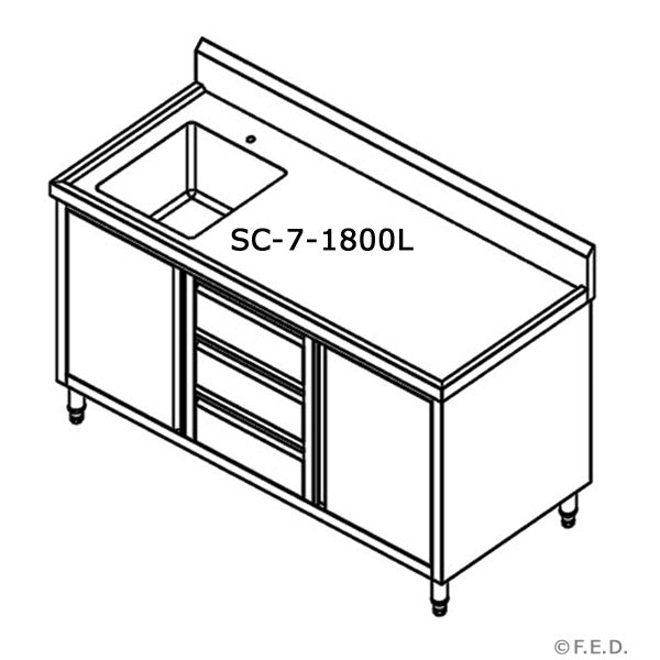 SC-7-1800L-H CABINET WITH LEFT SINK FED