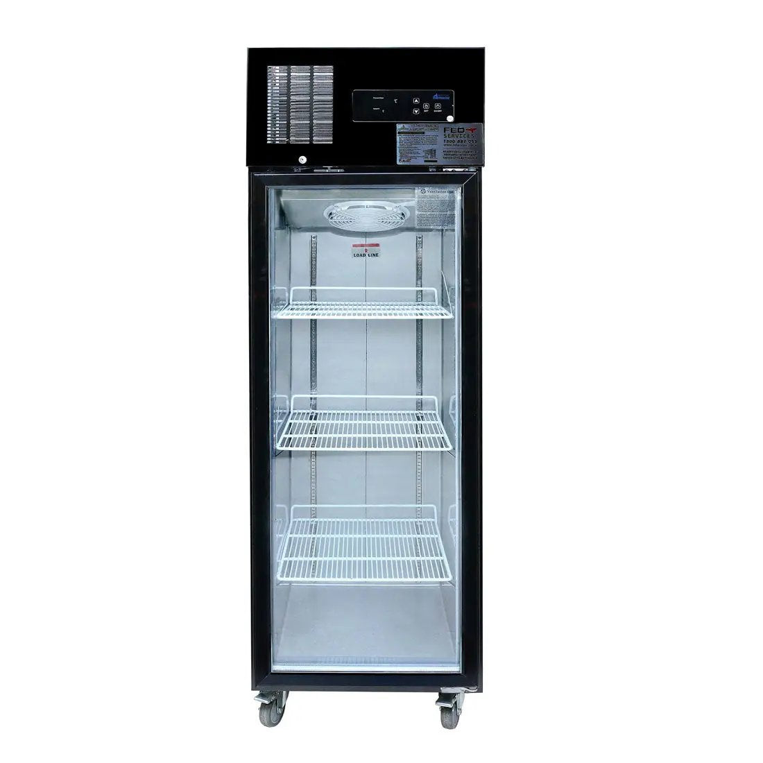 Single Glass Door Upright Fridge Black Stainless Steel - SUCG500B FED