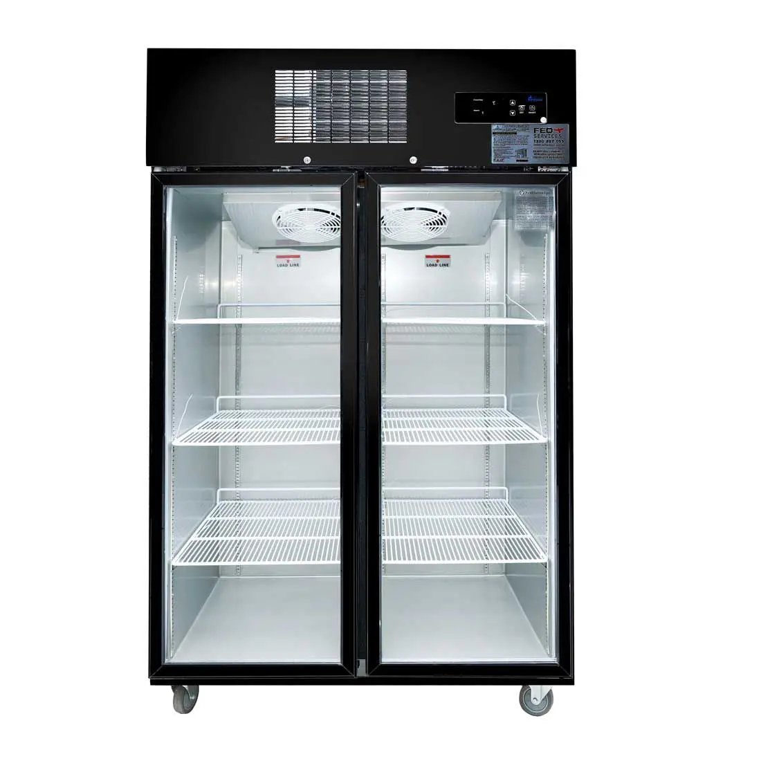 Thermaster Double Glass Door Black Stainless Steel Upright Freezer - SUFG1000B FED