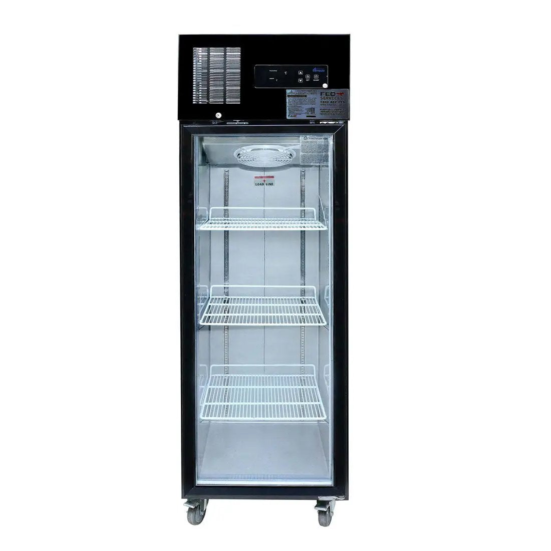 Thermaster Single glass door upright freezer black stainless steel - SUFG500B FED