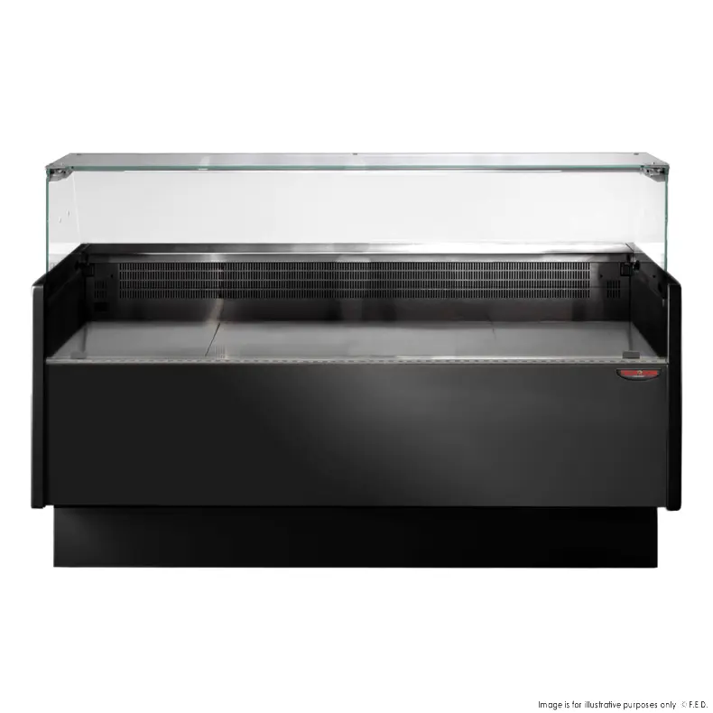 Tecnodom Serie MR9.5 Black 2480mm Wide Deli Display with Storage and Castors TDMR-0925B FED