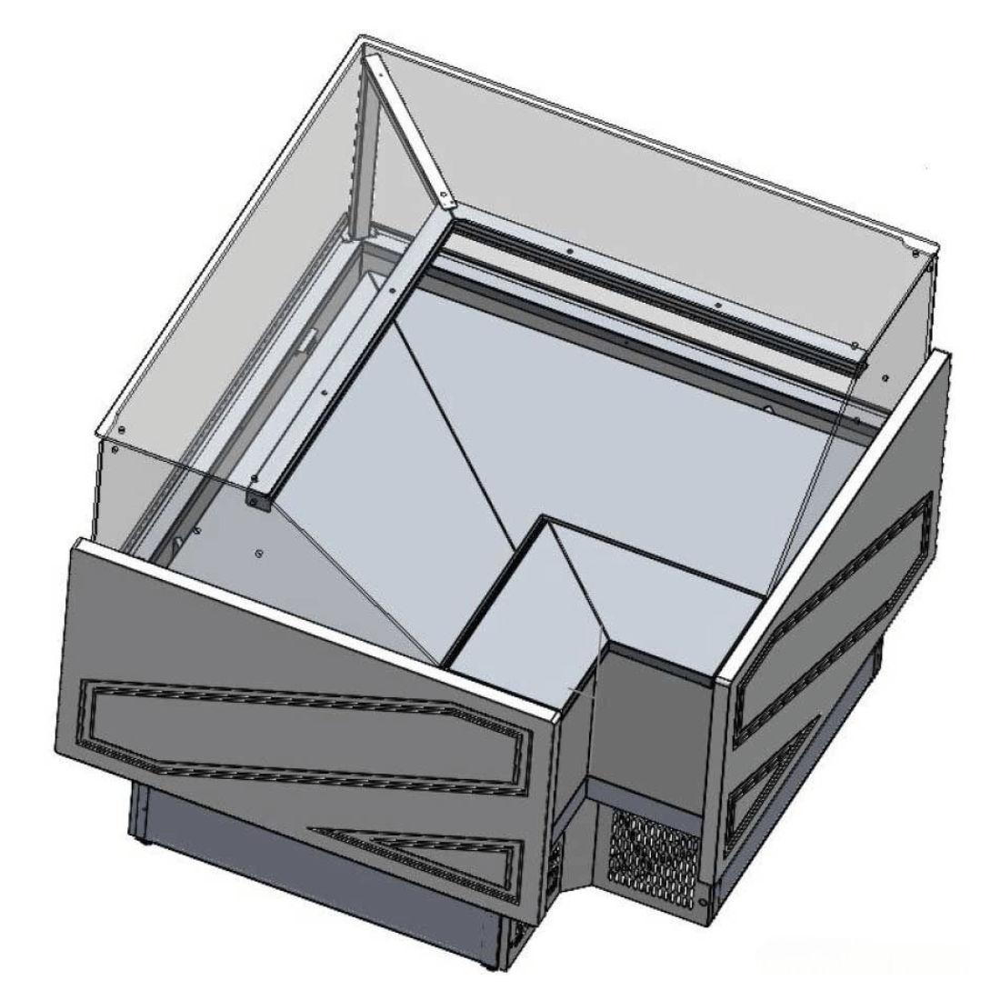 Tecnodom Series MR80 Black Corner Deli Display w/ Storage and Castors TDMR-08E FED