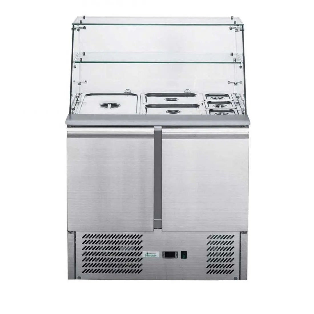 FED-X Two Door Salad Prep Fridge with Glass Top - XS900GC FED