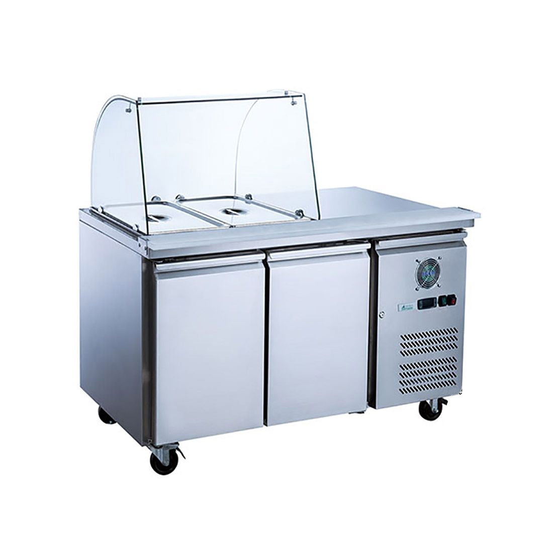 Two Door Salad Prep Fridge with Curve Glass Top - XTHP2100SALGC