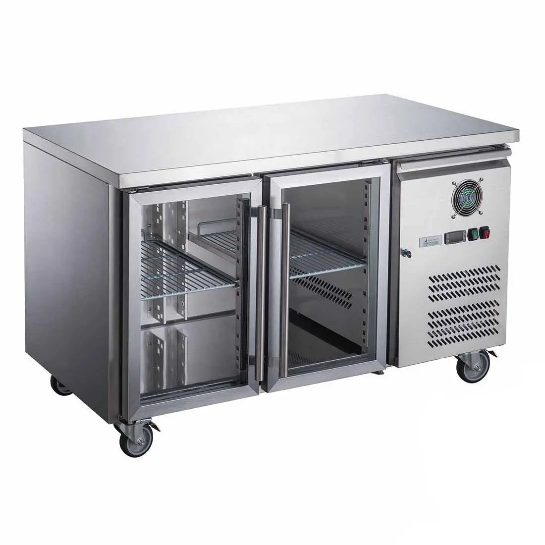 FED-X Two Glass Door Bench Fridge Stainless Steel - XUB6C13G2V FED