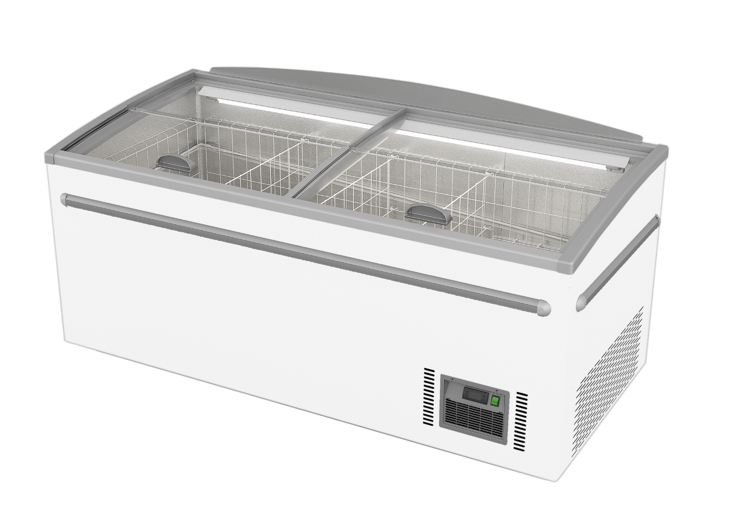 ZCD-E185S Supermarket Island Dual Temperature Freezer & Chiller with Glass Sliding Lids FED