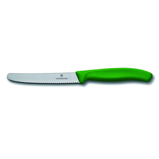 Steak & Tomato Knife, Wavy Edge 11cm - Green