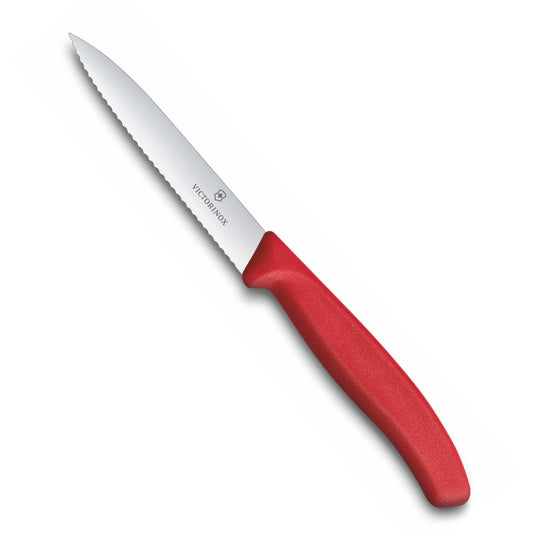 Paring Knife, Wavy Edge 10cm - Red