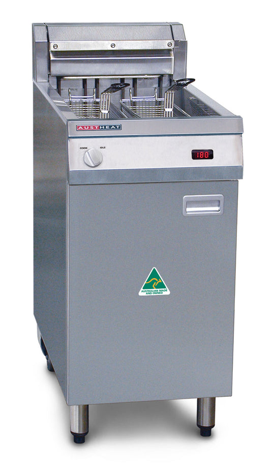 Austheat Freestanding Electric Fryer rapid recovery, 2 baskets - AF812R