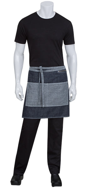 Manhattan Indigo Blue/White Denim Half Apron