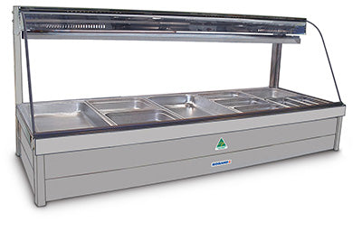 Roband Curved Glass Refrigerated Display Bar - Piped and Foamed only (no motor), 10 pans