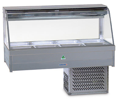 Roband Curved Glass Refrigerated Display Bar, 8 pans