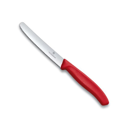 Steak & Tomato Knife, Wavy Edge 11cm - Red