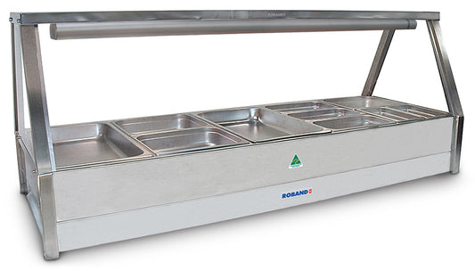Roband Straight Glass Hot Food Display Bar, 10 pans double row - E25