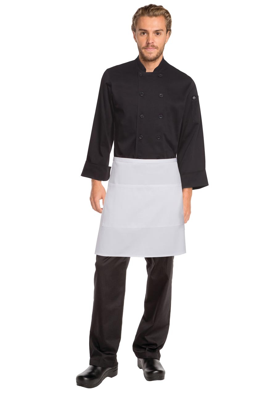 Half Apron With Pocket - White