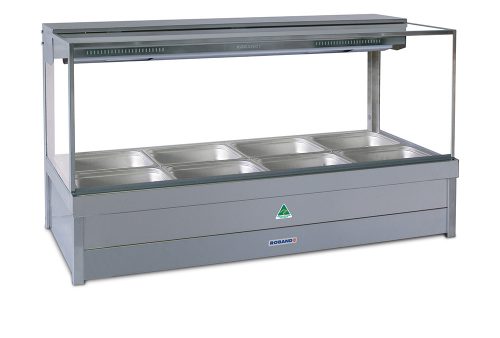 Roband Square Glass Hot Food Display Bar, 4 pans double row with roller doors - S22RD
