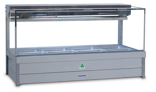 Roband Square Glass Refrigerated Display Bar - Piped and Foamed only (no motor), 8 pans - SFX24RD